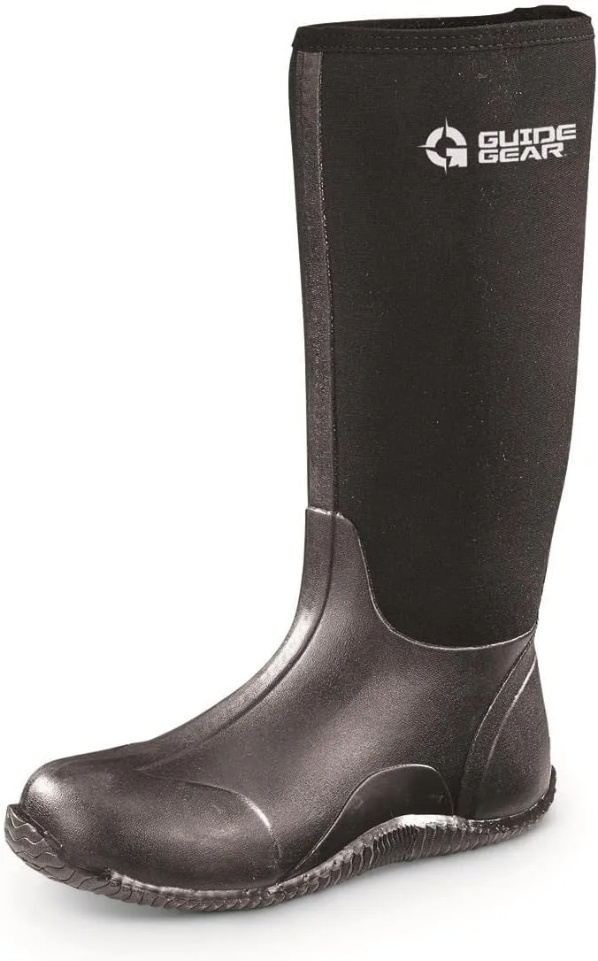 Guide Gear Women's High Bogger Waterproof Rubber Hunting Work Rain Boots 14”, 5mm Neoprene Top