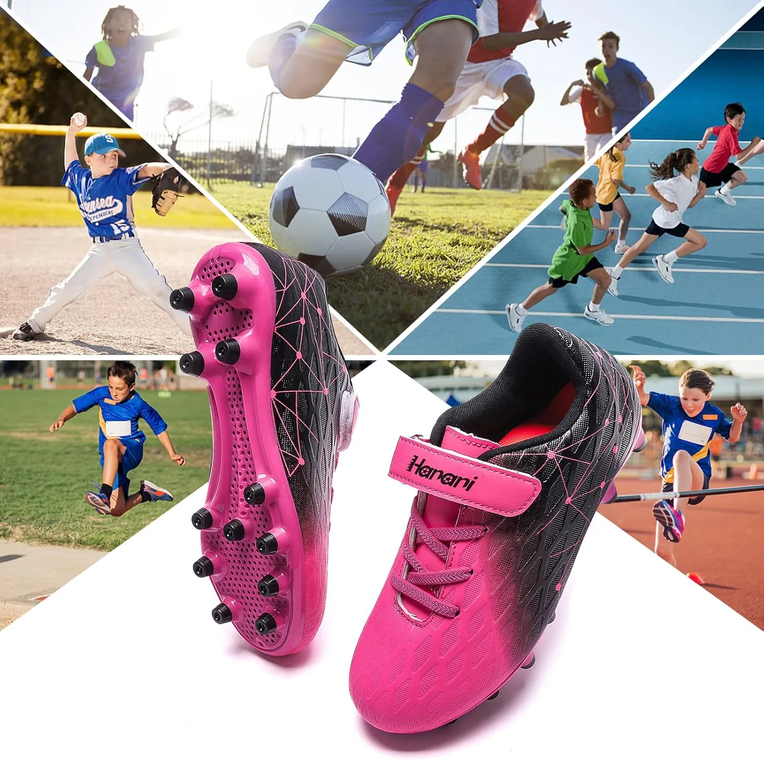 Hanani Boys Soccer Cleats Kids Girls FG/AG Soccer Athletics Sport Shoes Training Shoes Running Shoes Teenager Indoor Outdoor Football Shoes Sneakers for Unisex