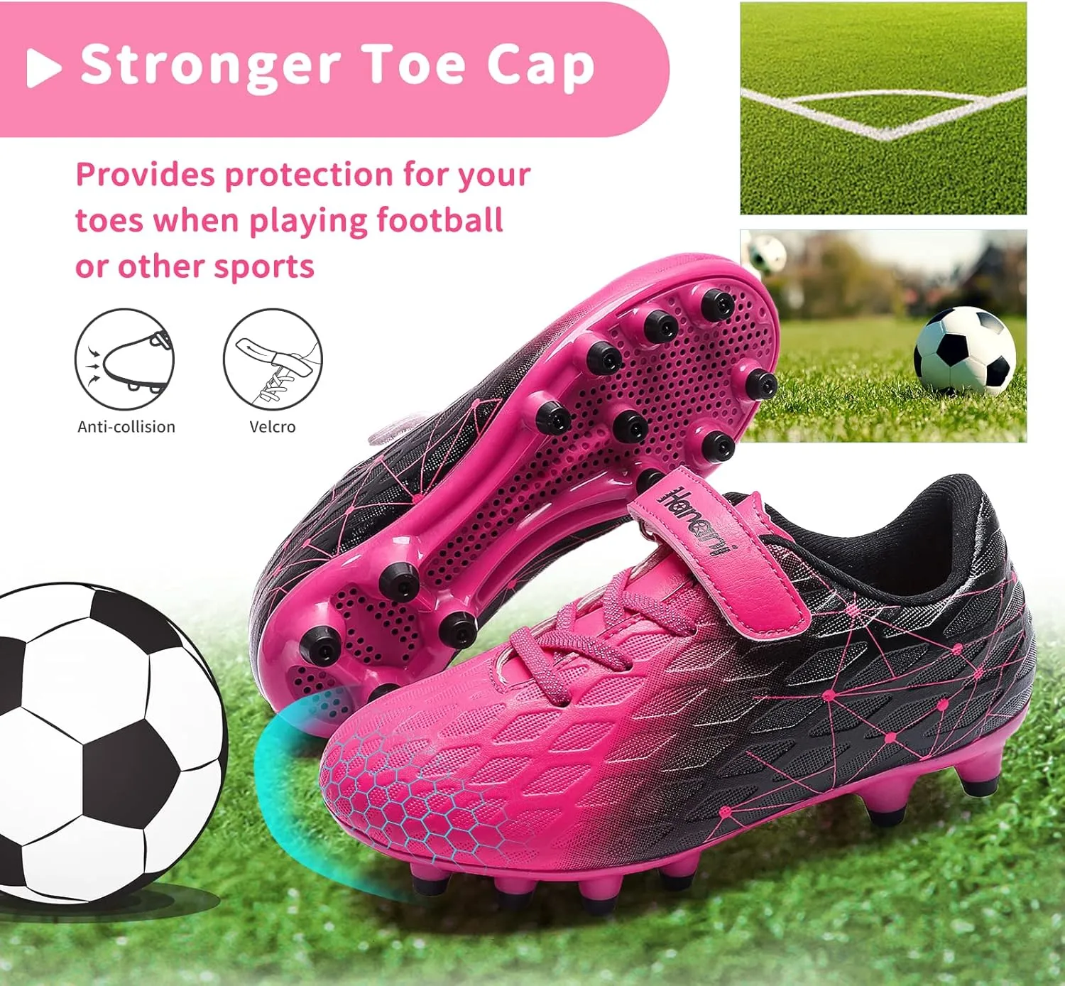 Hanani Boys Soccer Cleats Kids Girls FG/AG Soccer Athletics Sport Shoes Training Shoes Running Shoes Teenager Indoor Outdoor Football Shoes Sneakers for Unisex