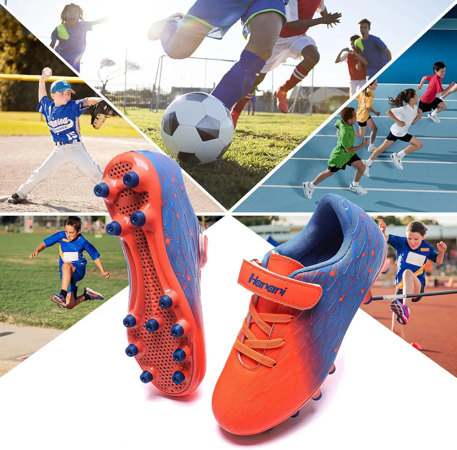 Hanani Boys Soccer Cleats Kids Girls FG/AG Soccer Athletics Sport Shoes Training Shoes Running Shoes Teenager Indoor Outdoor Football Shoes Sneakers for Unisex