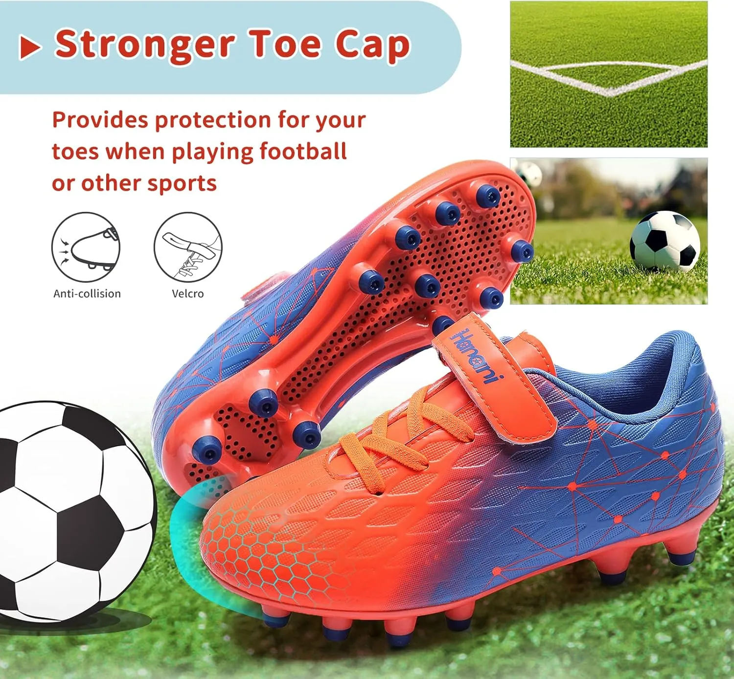 Hanani Boys Soccer Cleats Kids Girls FG/AG Soccer Athletics Sport Shoes Training Shoes Running Shoes Teenager Indoor Outdoor Football Shoes Sneakers for Unisex