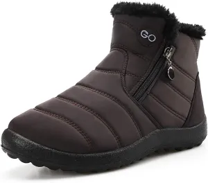 HARENCE Snow Boots for Women Winter Boot with Comfortable Warm Fur Lined Ankle Booties Outdoor Slip On Waterproof Short Boots