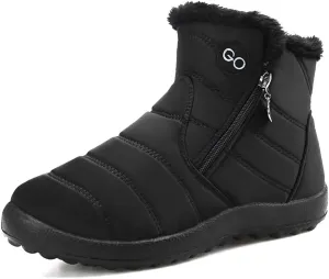 HARENCE Snow Boots for Women Winter Boot with Comfortable Warm Fur Lined Ankle Booties Outdoor Slip On Waterproof Short Boots
