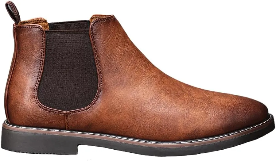 Harssidanzar Men Chelsea Ankle Boots Casual Dress Boots Ankle Classic Slip on Boots KM303US