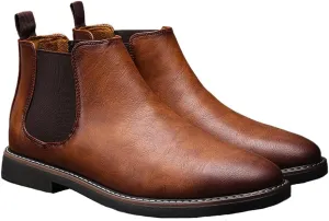 Harssidanzar Men Chelsea Ankle Boots Casual Dress Boots Ankle Classic Slip on Boots KM303US