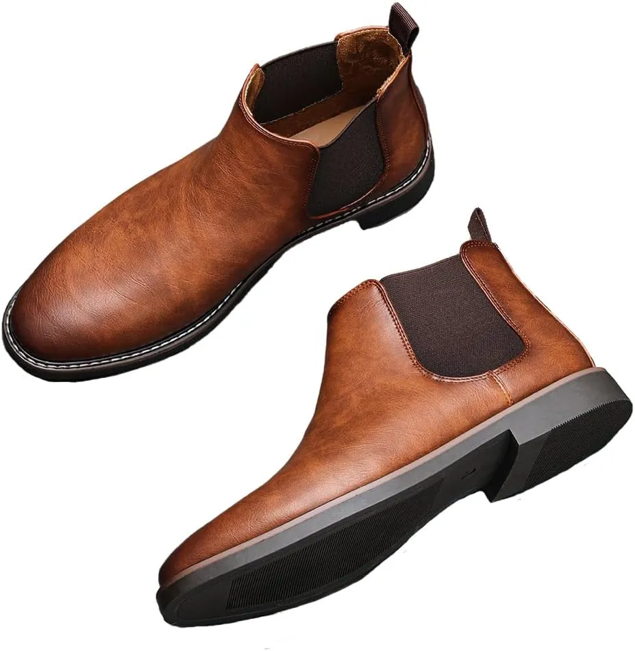 Harssidanzar Men Chelsea Ankle Boots Casual Dress Boots Ankle Classic Slip on Boots KM303US