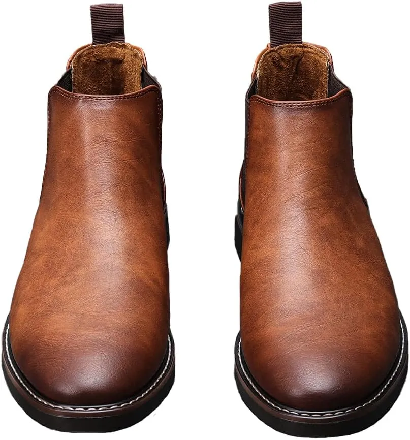Harssidanzar Men Chelsea Ankle Boots Casual Dress Boots Ankle Classic Slip on Boots KM303US