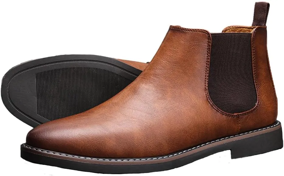 Harssidanzar Men Chelsea Ankle Boots Casual Dress Boots Ankle Classic Slip on Boots KM303US