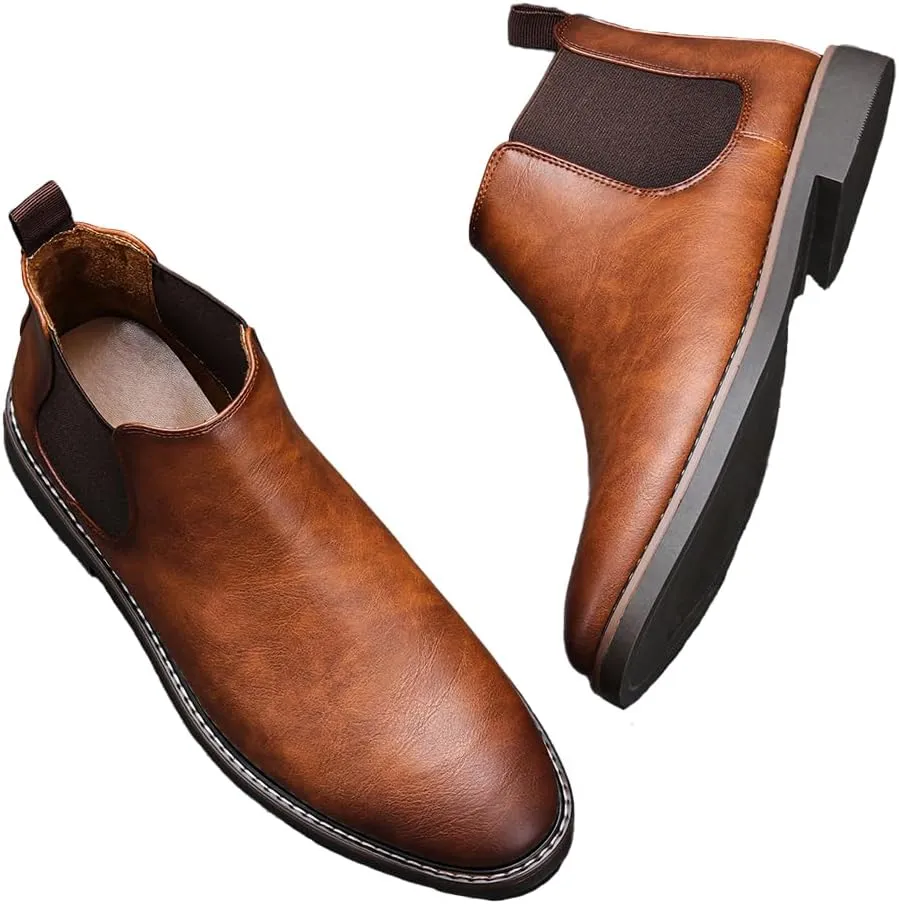 Harssidanzar Men Chelsea Ankle Boots Casual Dress Boots Ankle Classic Slip on Boots KM303US