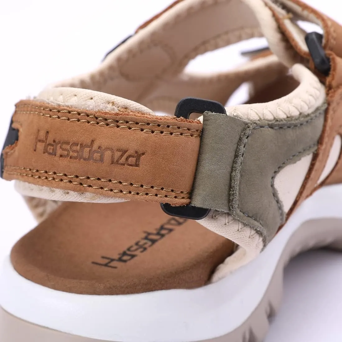 Harssidanzar Women's Leather Sandals Outdoor Sandals Hiking Sandals Casual Walking Sandals Strap Adjustable Beach Sandals For Women SL256US