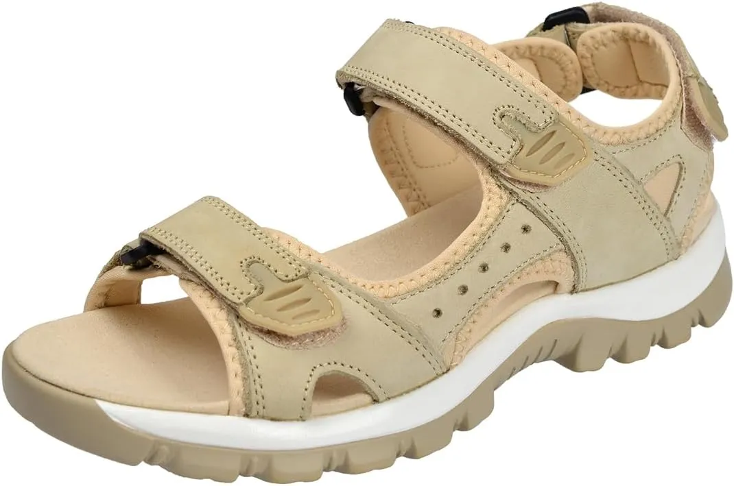 Harssidanzar Women's Leather Sandals Outdoor Sandals Hiking Sandals Casual Walking Sandals Strap Adjustable Beach Sandals For Women SL256US