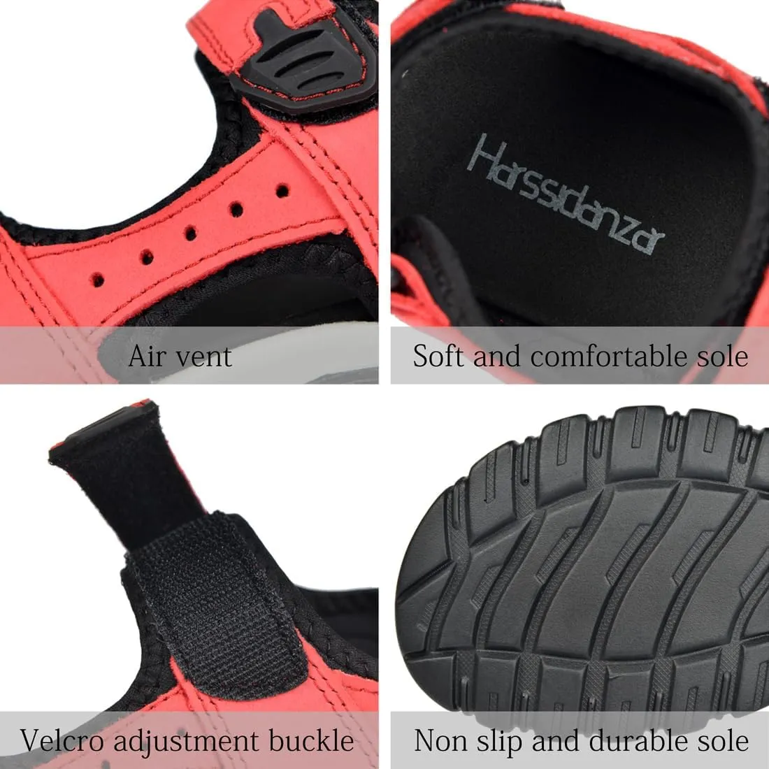 Harssidanzar Women's Leather Sandals Outdoor Sandals Hiking Sandals Casual Walking Sandals Strap Adjustable Beach Sandals For Women SL256US