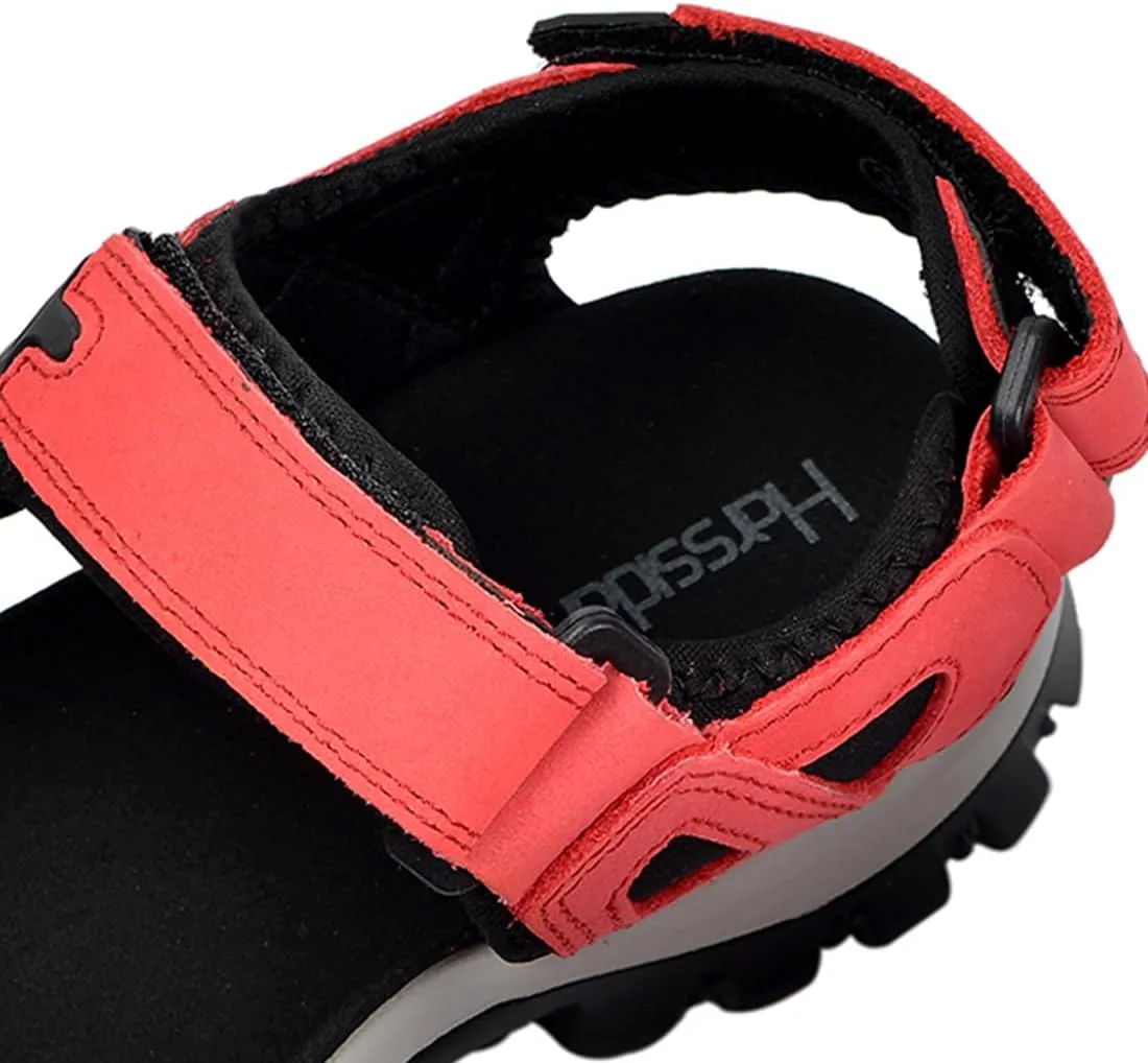 Harssidanzar Women's Leather Sandals Outdoor Sandals Hiking Sandals Casual Walking Sandals Strap Adjustable Beach Sandals For Women SL256US