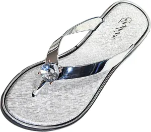 Hbeylia Women's Flat Slides, Women Flip Flops with Diamond Rhinestone Clip Toe Slip On Anti Slip Lighweight Boho Sandal Shoes for Summer Beach Oceanside Holiday Outdoor