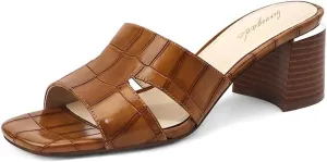 Heeled Sandals for Women Block Heels Mules for Women Chunky Square Open Toe Sandals Dressy Heels Slip on Comfy Low Heels Backless Summer Dress Shoes Wedding Party