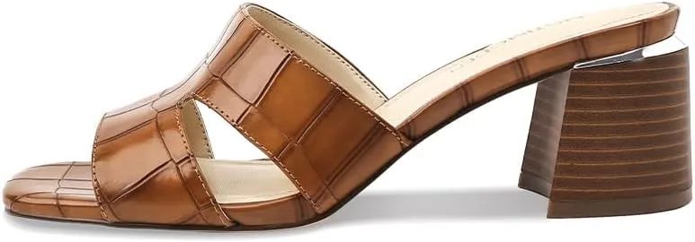 Heeled Sandals for Women Block Heels Mules for Women Chunky Square Open Toe Sandals Dressy Heels Slip on Comfy Low Heels Backless Summer Dress Shoes Wedding Party