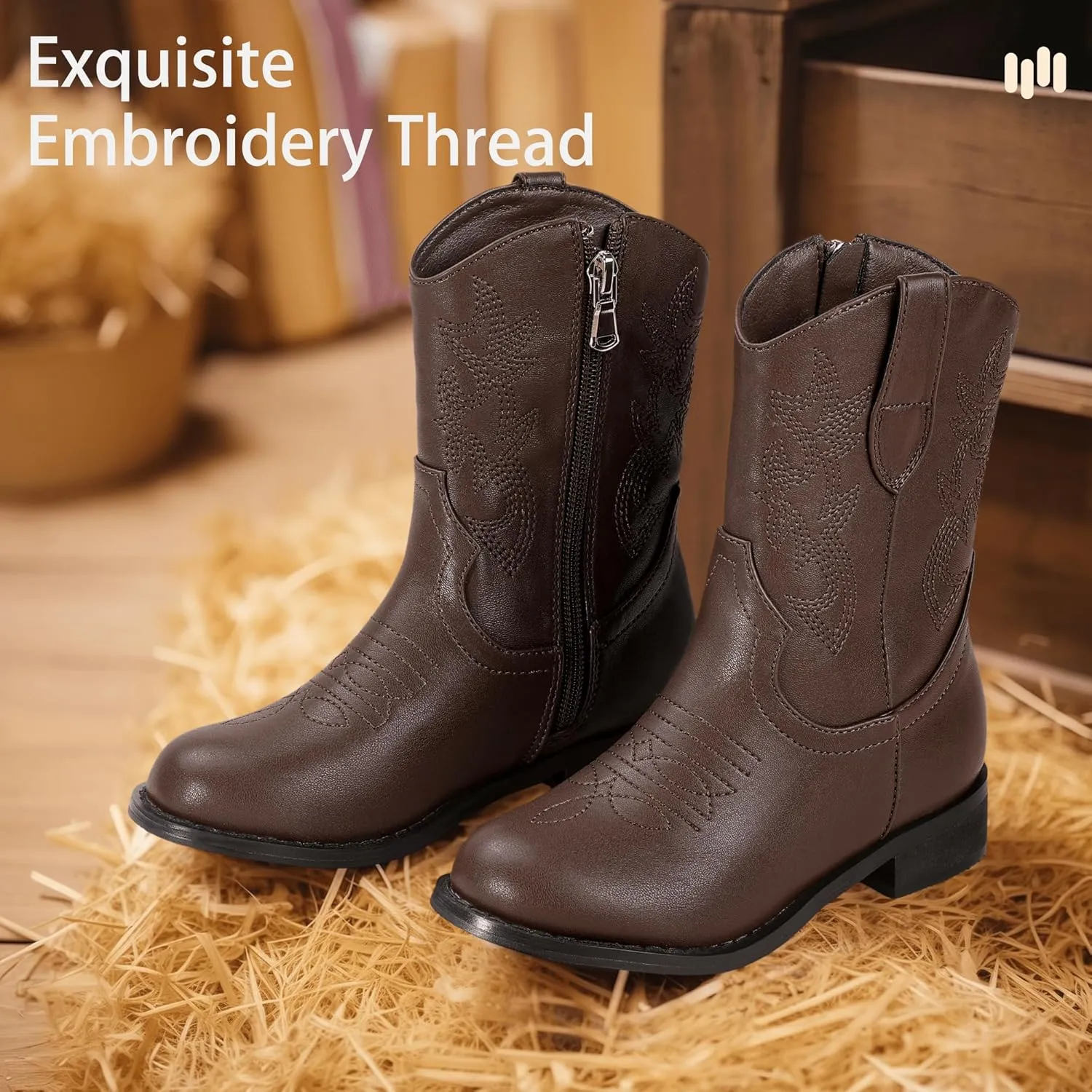 Hehainom Girls Cowboy Cowgirl Boots Boys Kids Toddler Western Mid Calf Zipper Riding Boots for Little Kid Big Kid