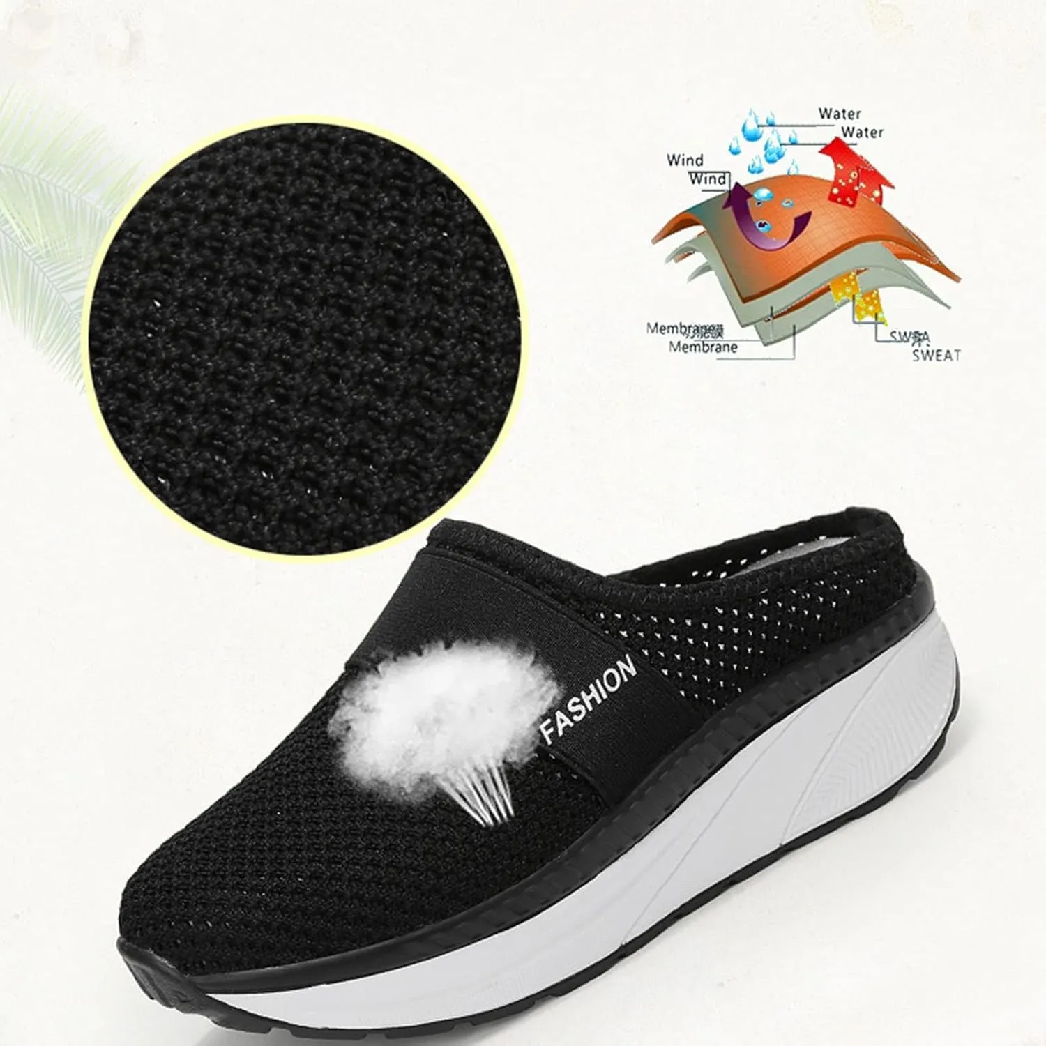 Helenbra Women's Slip-On Mesh Orthopedic Walking Mules,Fashion Knit Breathable Anti-Slip with Arch Support Diabetic Platform Casual Walking Shoes Beach Shoes Outdoor Slippers Sneakers