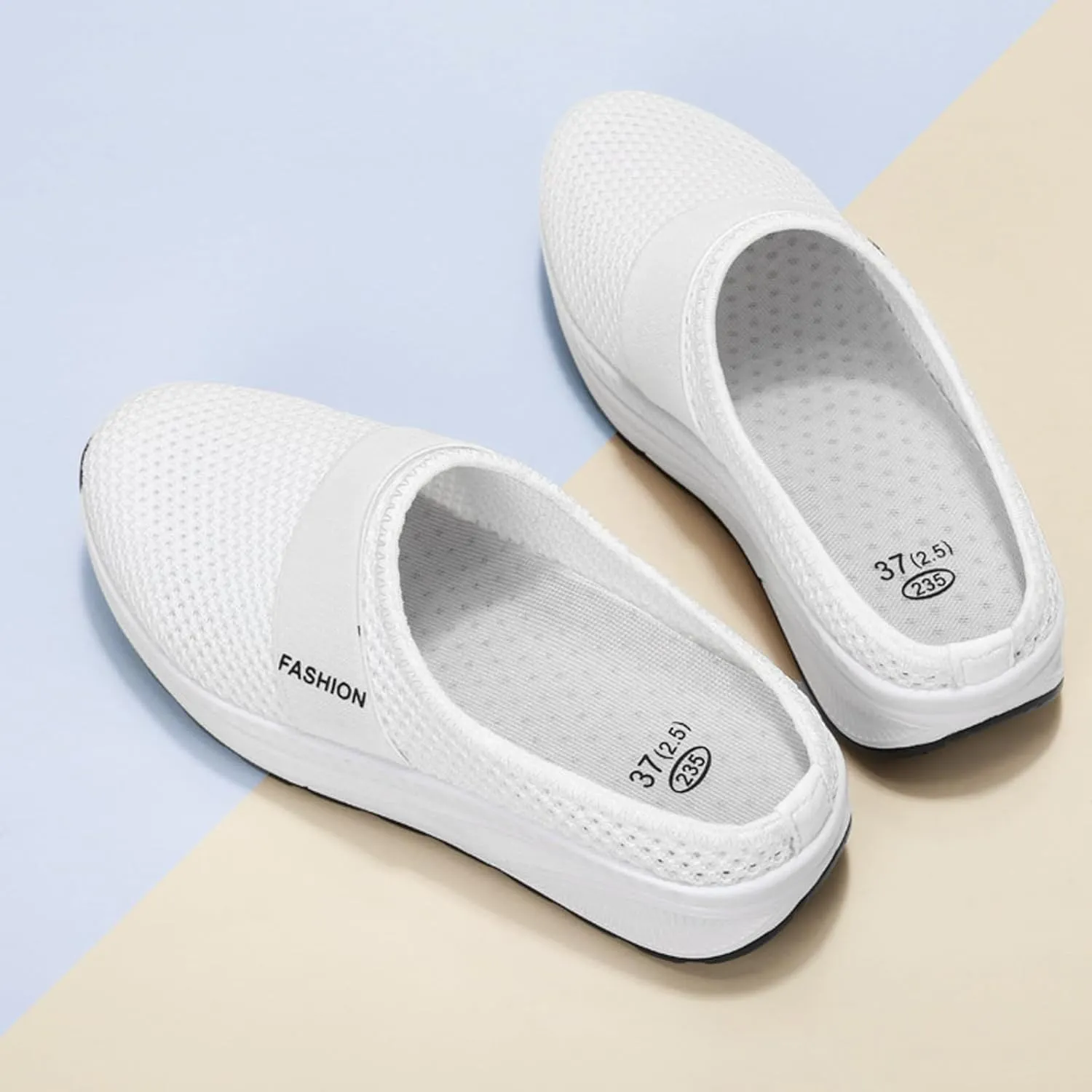 Helenbra Women's Slip-On Mesh Orthopedic Walking Mules,Fashion Knit Breathable Anti-Slip with Arch Support Diabetic Platform Casual Walking Shoes Beach Shoes Outdoor Slippers Sneakers