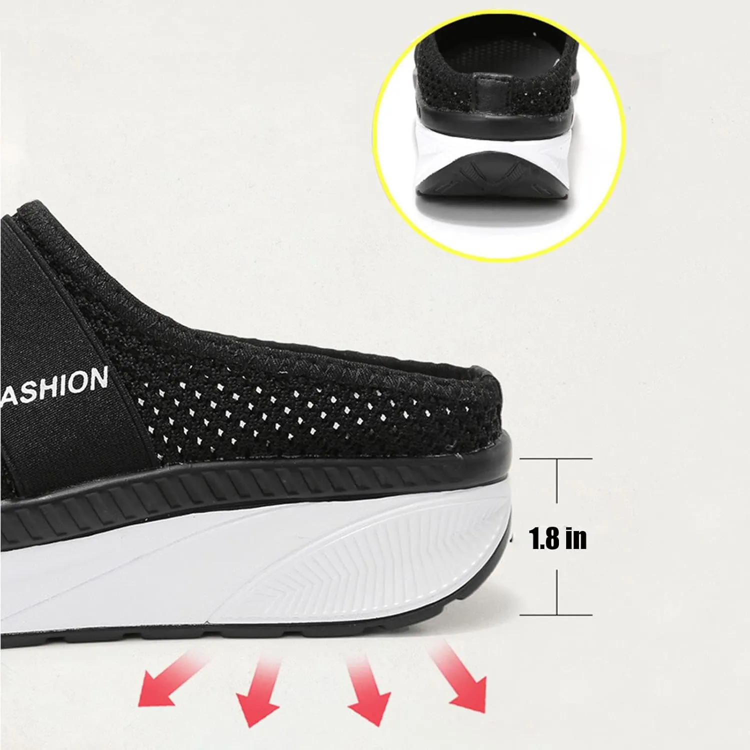 Helenbra Women's Slip-On Mesh Orthopedic Walking Mules,Fashion Knit Breathable Anti-Slip with Arch Support Diabetic Platform Casual Walking Shoes Beach Shoes Outdoor Slippers Sneakers