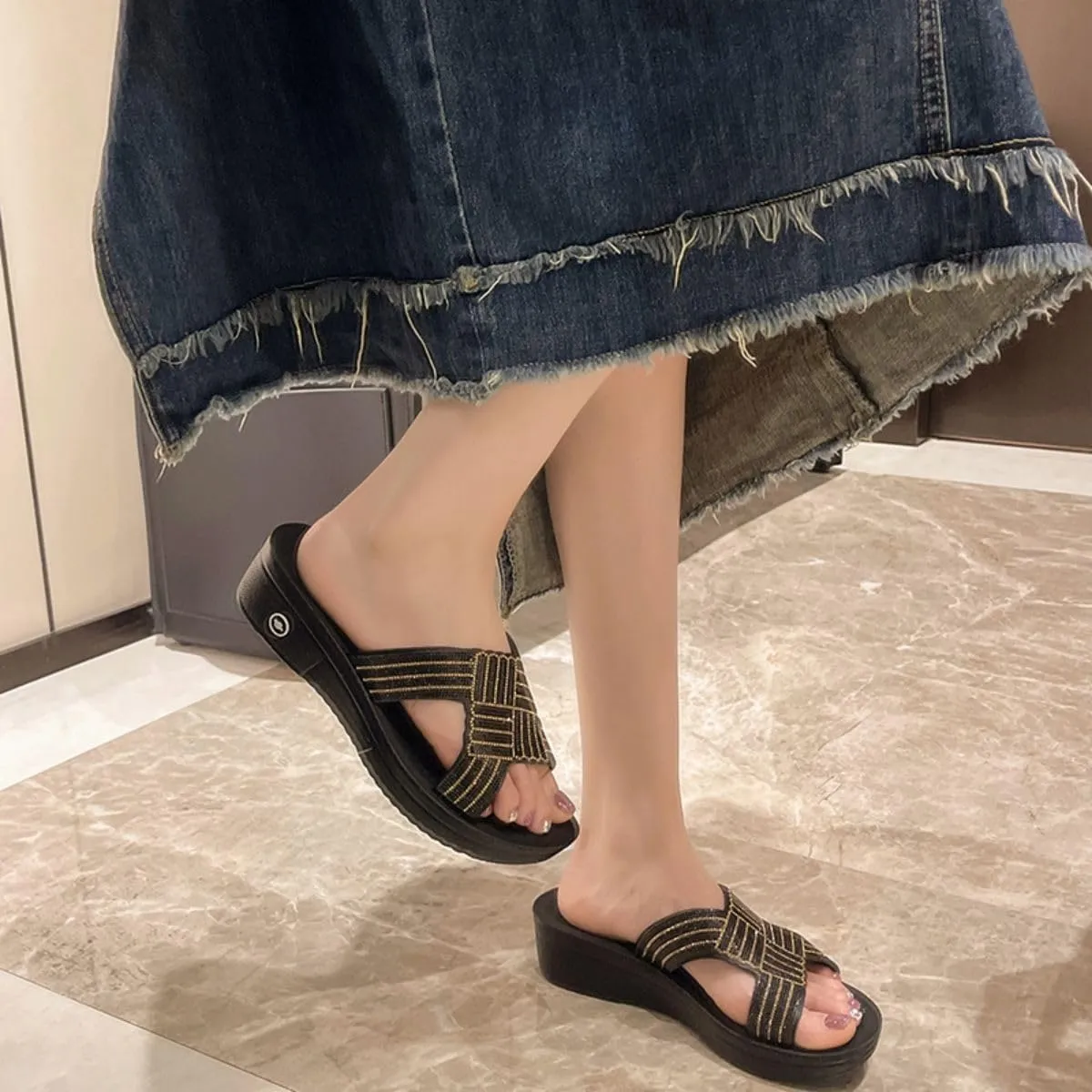 HESBITEUL Womens Platform Sandals Comfortable Walking Orthopedic Slippers Ladies Arch Support Sandals