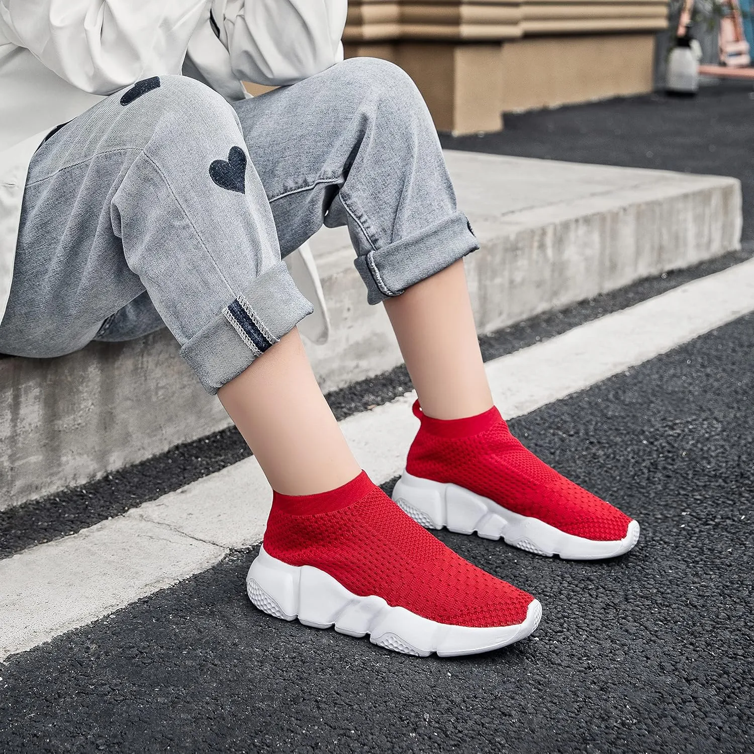 Hetios Girls Sneakers Running Shoes High-Heeled Socks Shoes Boys Athletic Sneakers Kids Sock Shoes (Toddler/Little Kid/Big Kid)