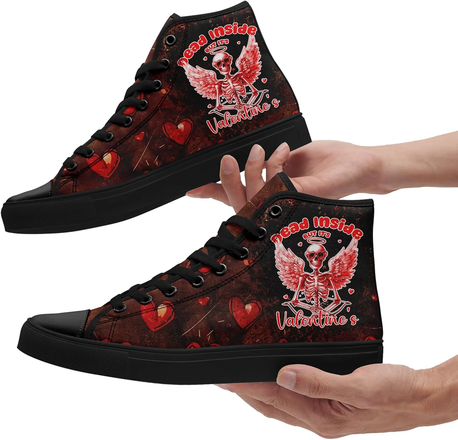 High-Top Sneakers for Men & Women – Romantic Design Canvas Shoes Stylish Casual Streetwear Walking Shoes, Trendy Lover Gift