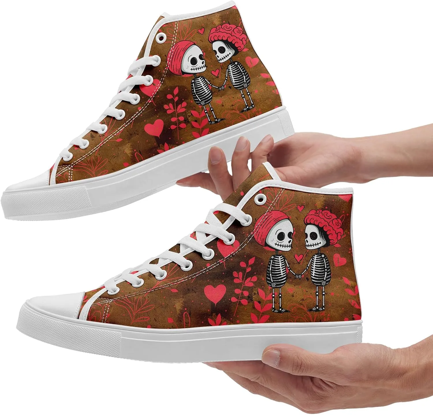 High-Top Sneakers for Men & Women – Romantic Design Canvas Shoes Stylish Casual Streetwear Walking Shoes, Trendy Lover Gift