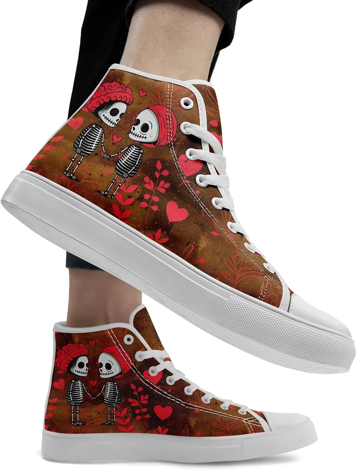 High-Top Sneakers for Men & Women – Romantic Design Canvas Shoes Stylish Casual Streetwear Walking Shoes, Trendy Lover Gift