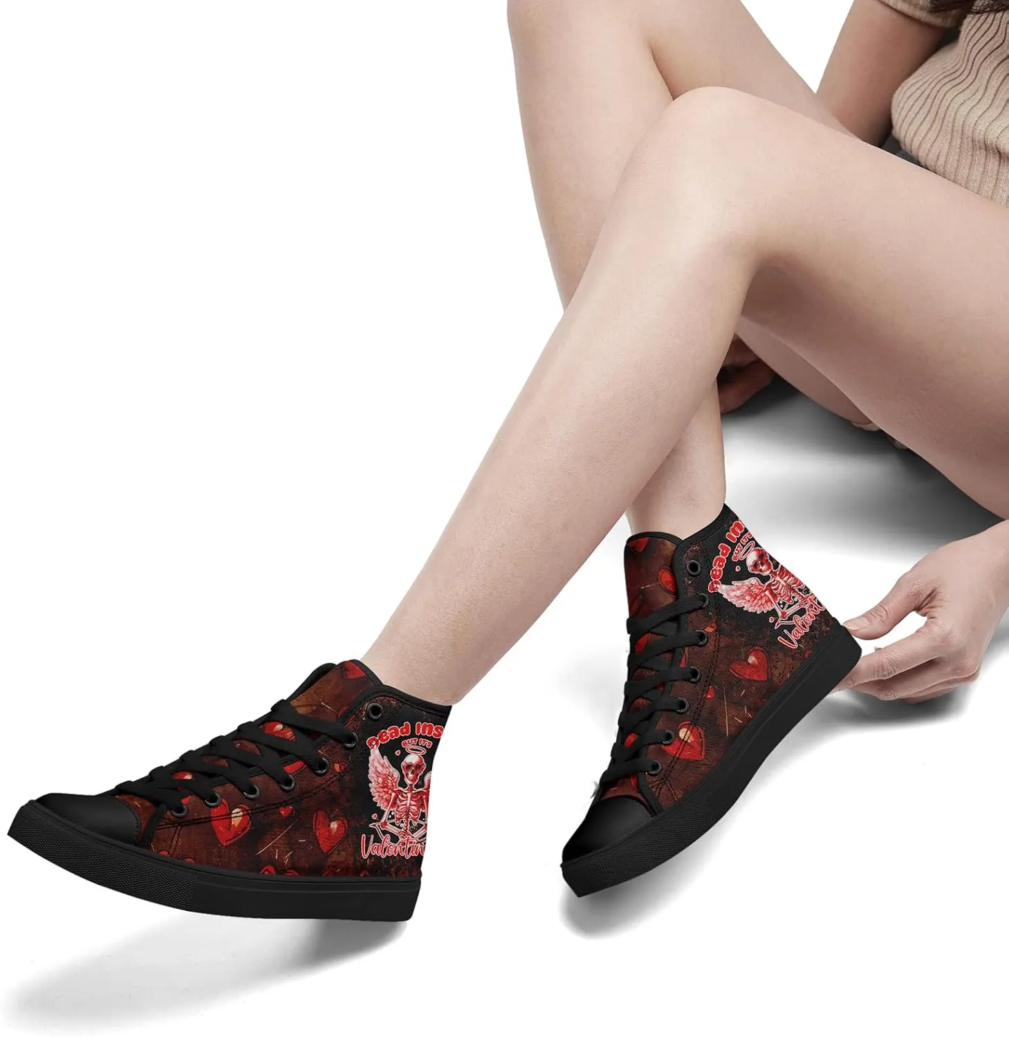 High-Top Sneakers for Men & Women – Romantic Design Canvas Shoes Stylish Casual Streetwear Walking Shoes, Trendy Lover Gift