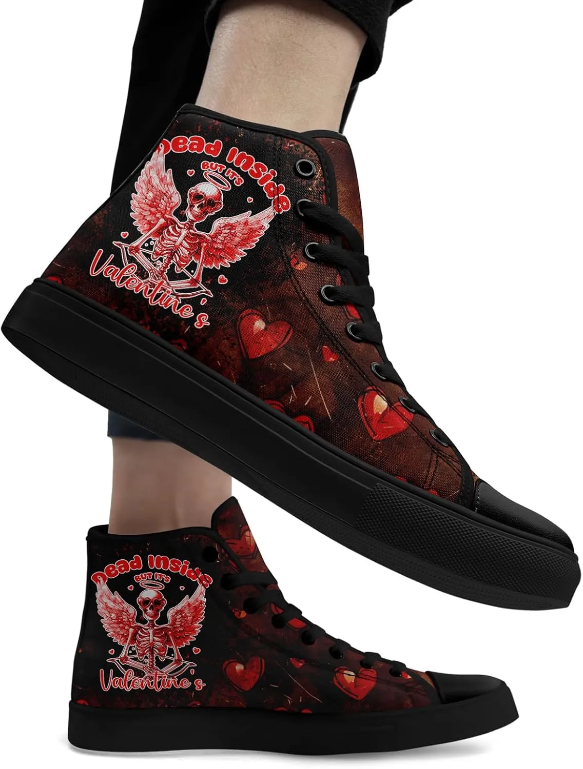 High-Top Sneakers for Men & Women – Romantic Design Canvas Shoes Stylish Casual Streetwear Walking Shoes, Trendy Lover Gift