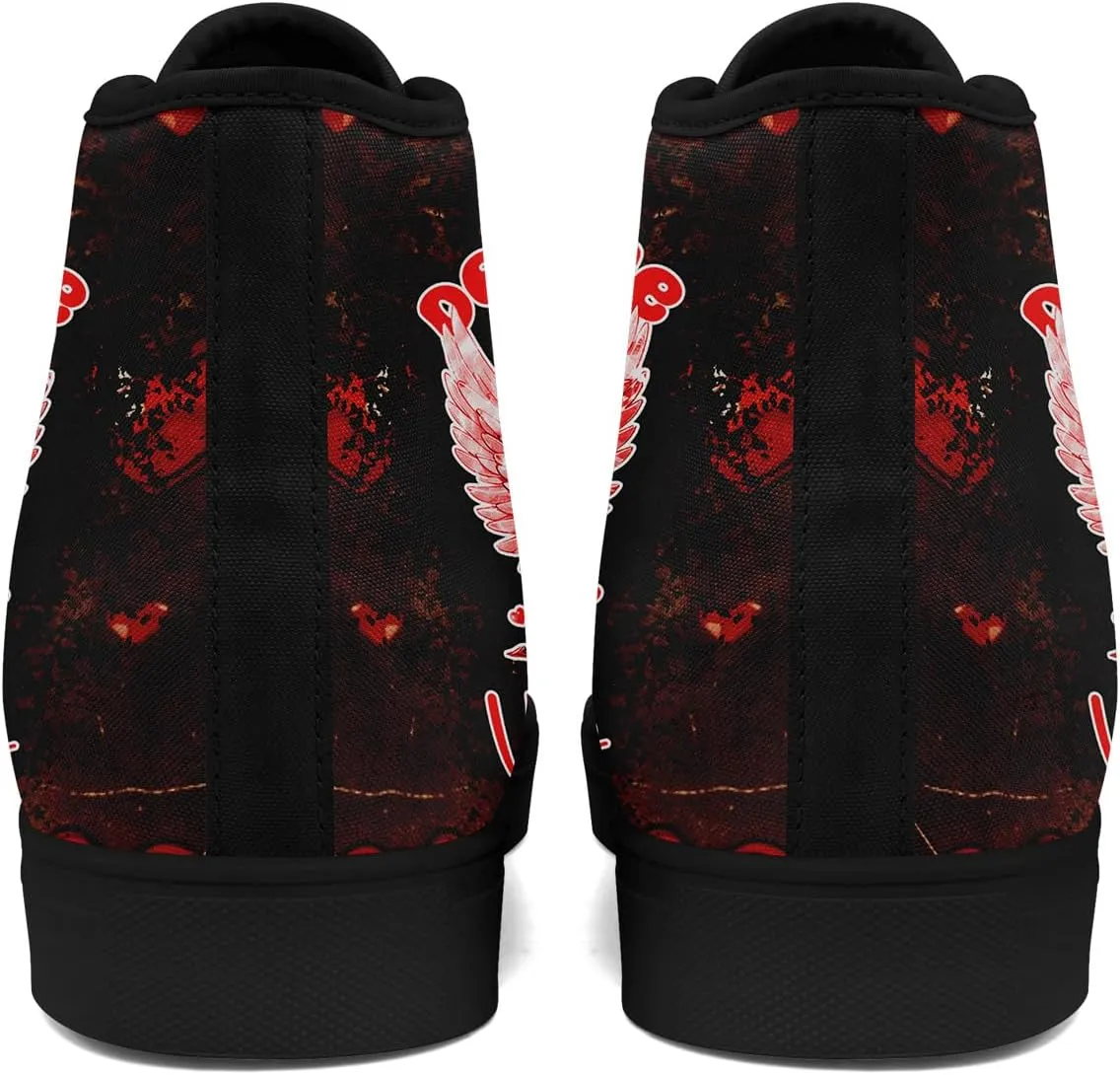 High-Top Sneakers for Men & Women – Romantic Design Canvas Shoes Stylish Casual Streetwear Walking Shoes, Trendy Lover Gift