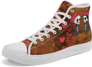 High-Top Sneakers for Men & Women – Romantic Design Canvas Shoes Stylish Casual Streetwear Walking Shoes, Trendy Lover Gift