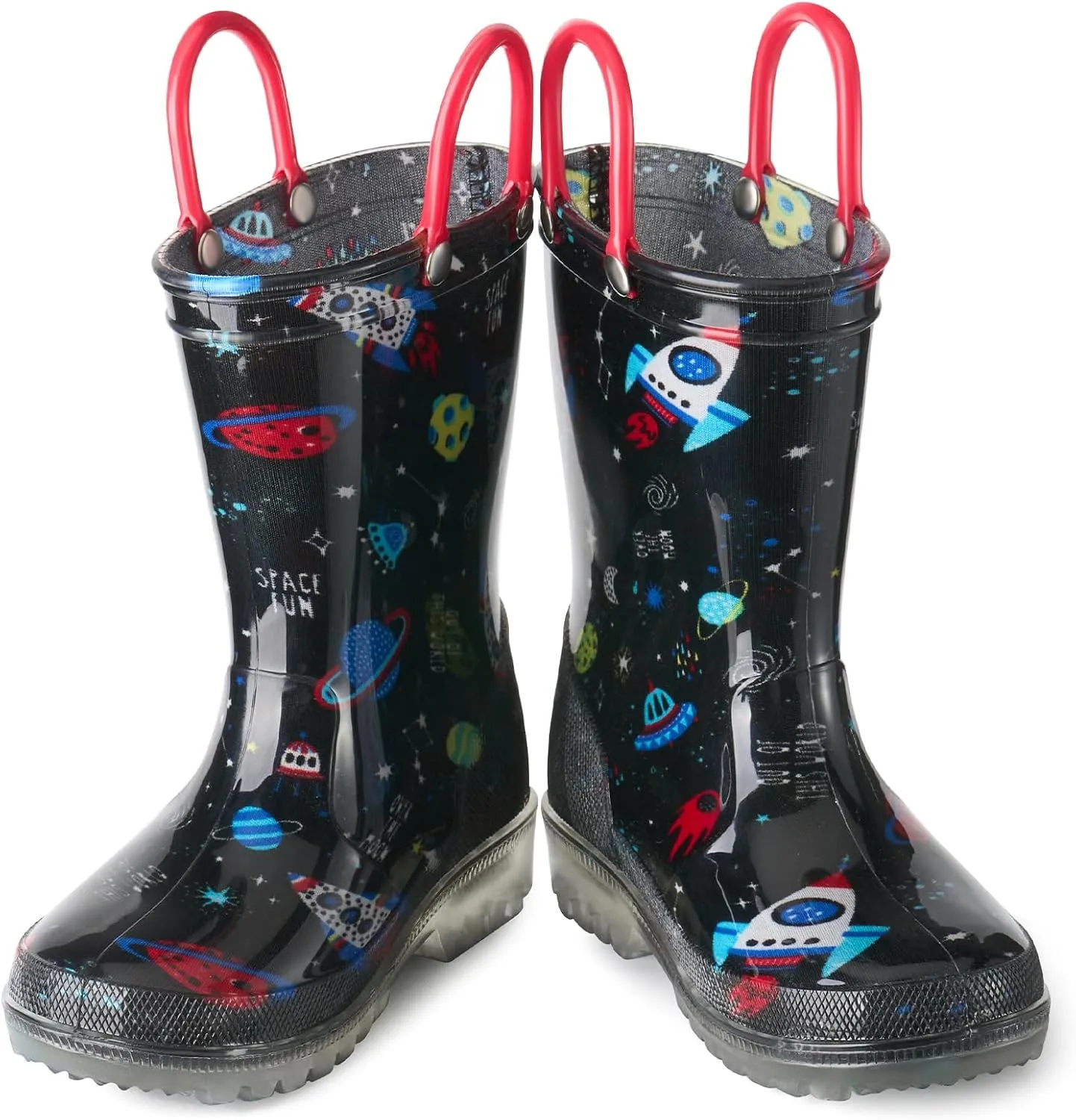 HISEA Kids Rain Boots for Boys Girls, Waterproof Lightweight Rain Boots Light Up by Steps for Water Beach Outdoor Playing (Toddler/Little Kid/Big Kid)