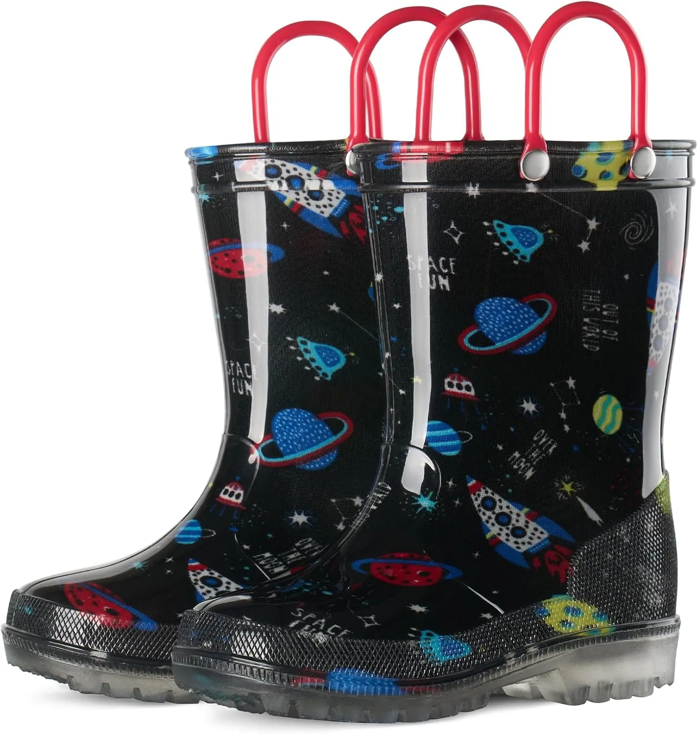 HISEA Kids Rain Boots for Boys Girls, Waterproof Lightweight Rain Boots Light Up by Steps for Water Beach Outdoor Playing (Toddler/Little Kid/Big Kid)