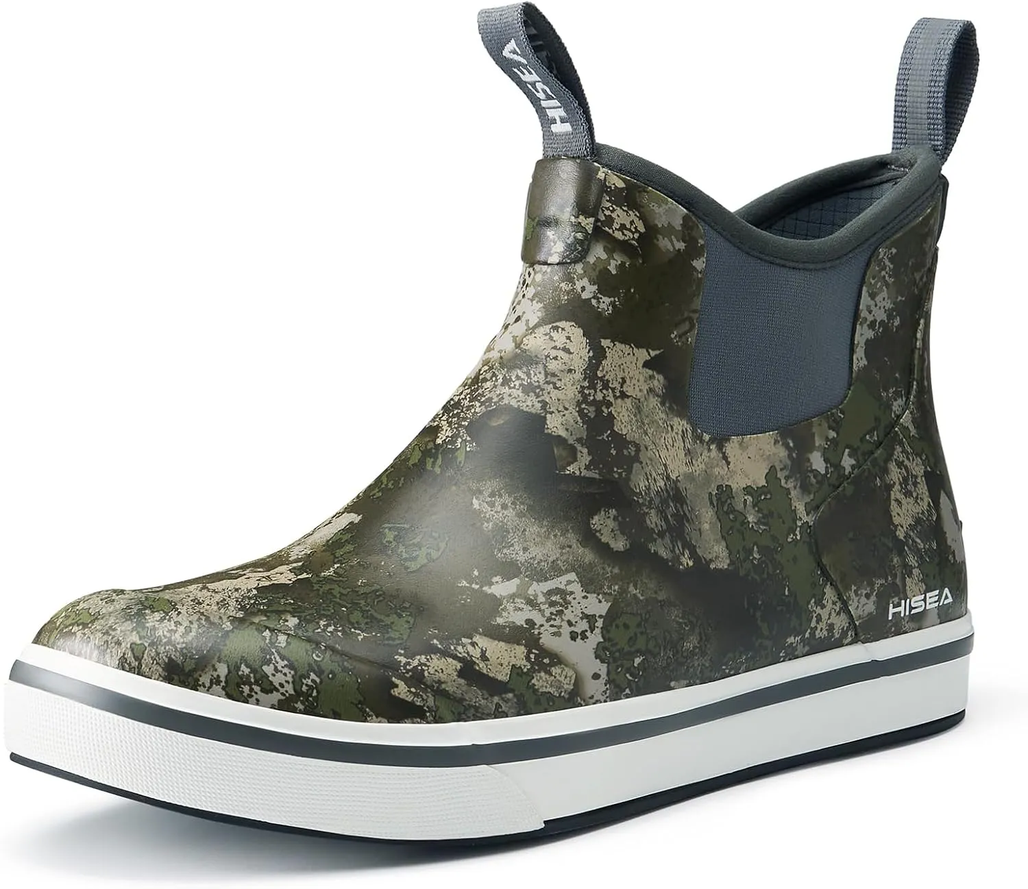 HISEA Men's Deck Boots Saltwater Fishing Booties Waterproof Ankle Rain Boots High Traction
