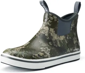 HISEA Men's Deck Boots Saltwater Fishing Booties Waterproof Ankle Rain Boots High Traction