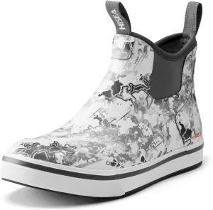 HISEA Men's Deck Boots Saltwater Fishing Booties Waterproof Ankle Rain Boots High Traction