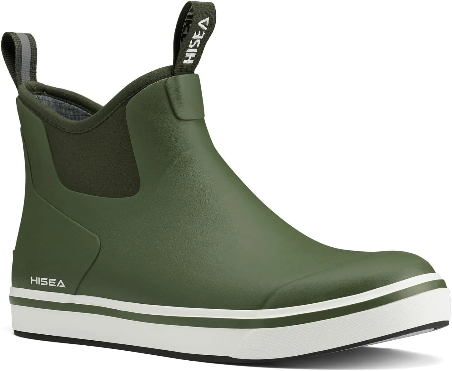 HISEA Men's Deck Boots Saltwater Fishing Booties Waterproof Ankle Rain Boots High Traction