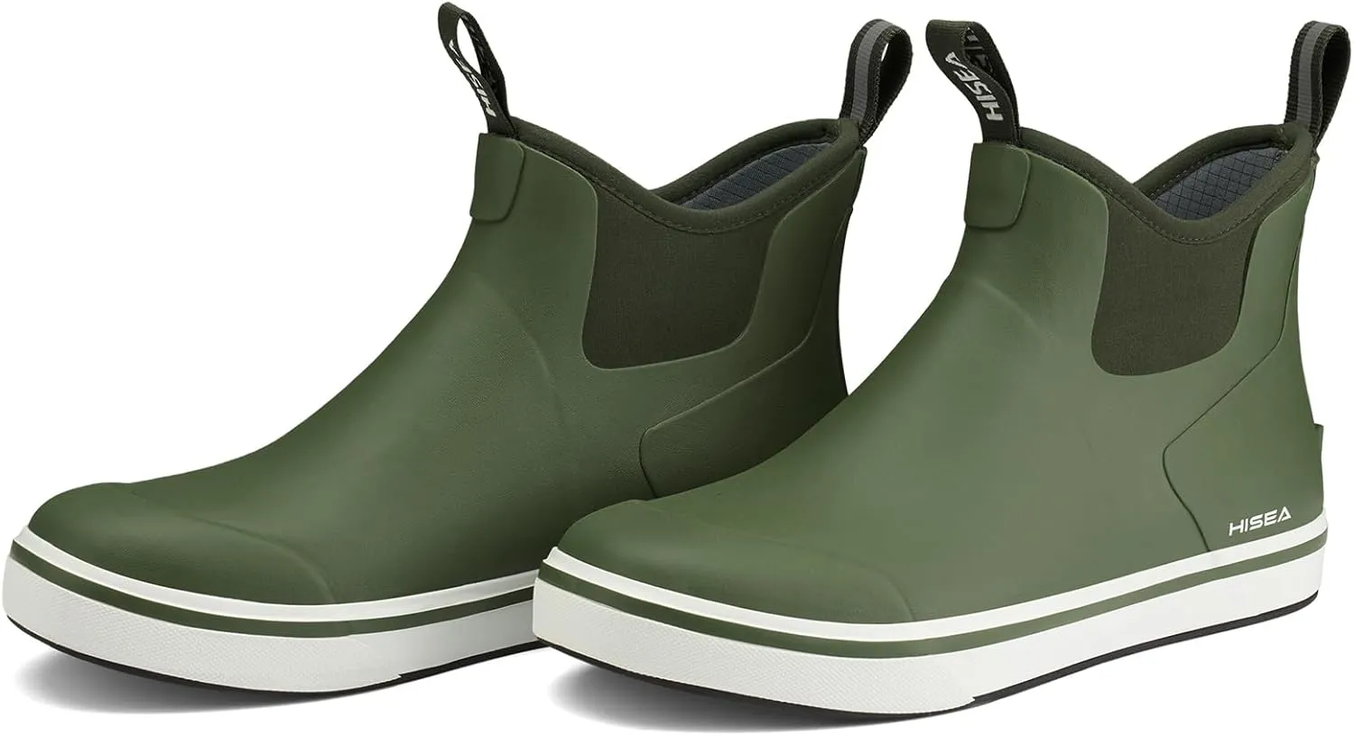 HISEA Men's Deck Boots Saltwater Fishing Booties Waterproof Ankle Rain Boots High Traction