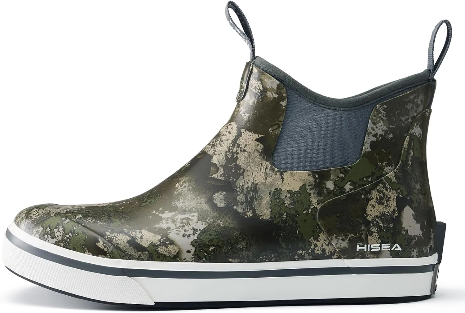 HISEA Men's Deck Boots Saltwater Fishing Booties Waterproof Ankle Rain Boots High Traction