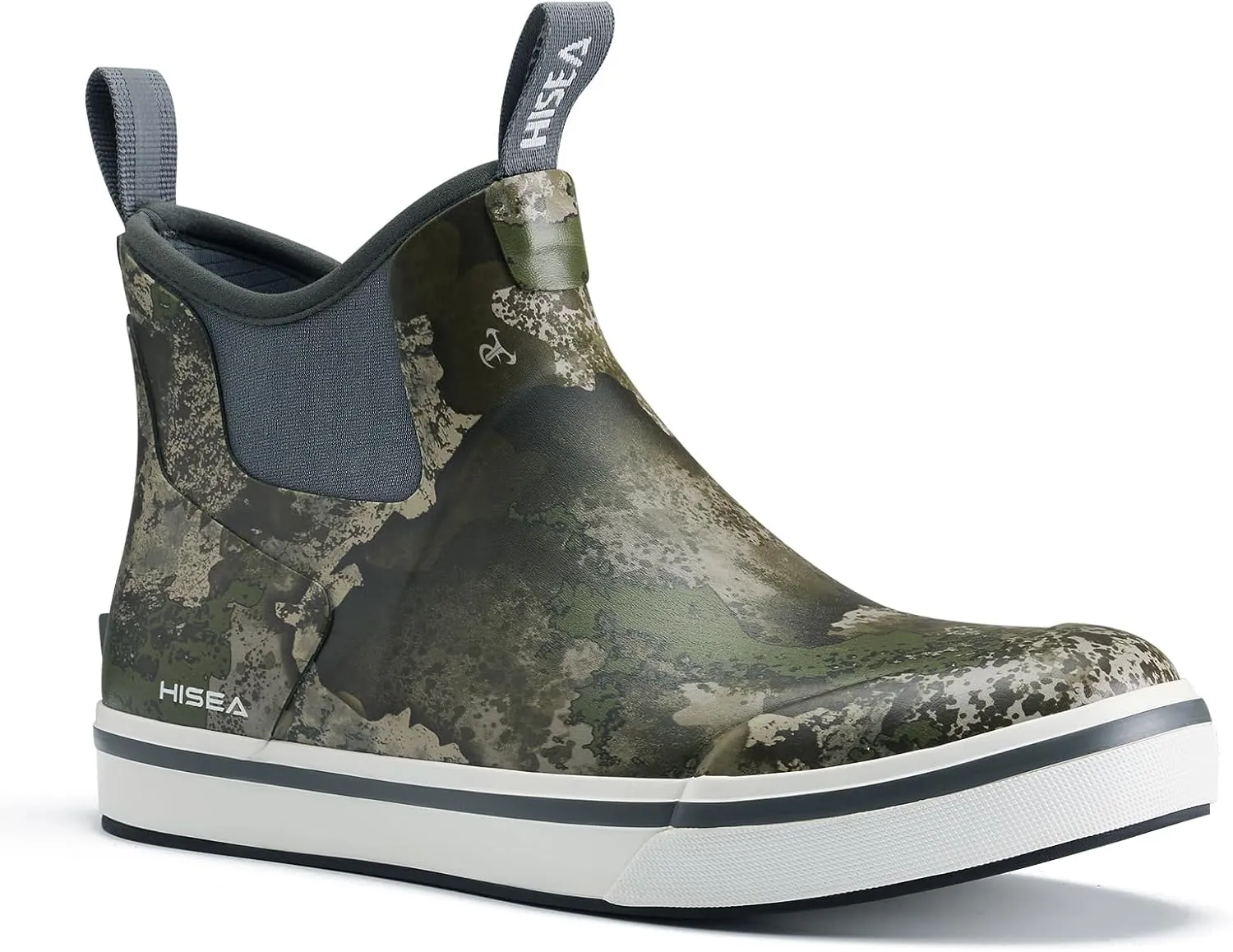 HISEA Men's Deck Boots Saltwater Fishing Booties Waterproof Ankle Rain Boots High Traction