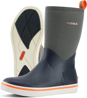 HISEA Men's Rubber Rain Boots Waterproof Garden Fishing Outdoor Deck Boots