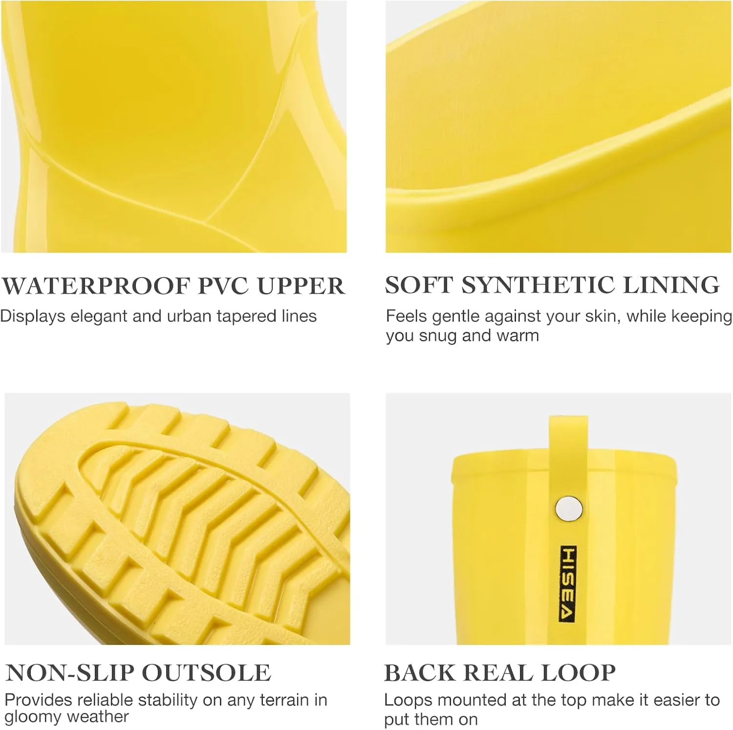 HISEA Rain Boots for Women Waterproof Garden Boots, Knee High Rain Shoes, Non Slip Seamless Welly