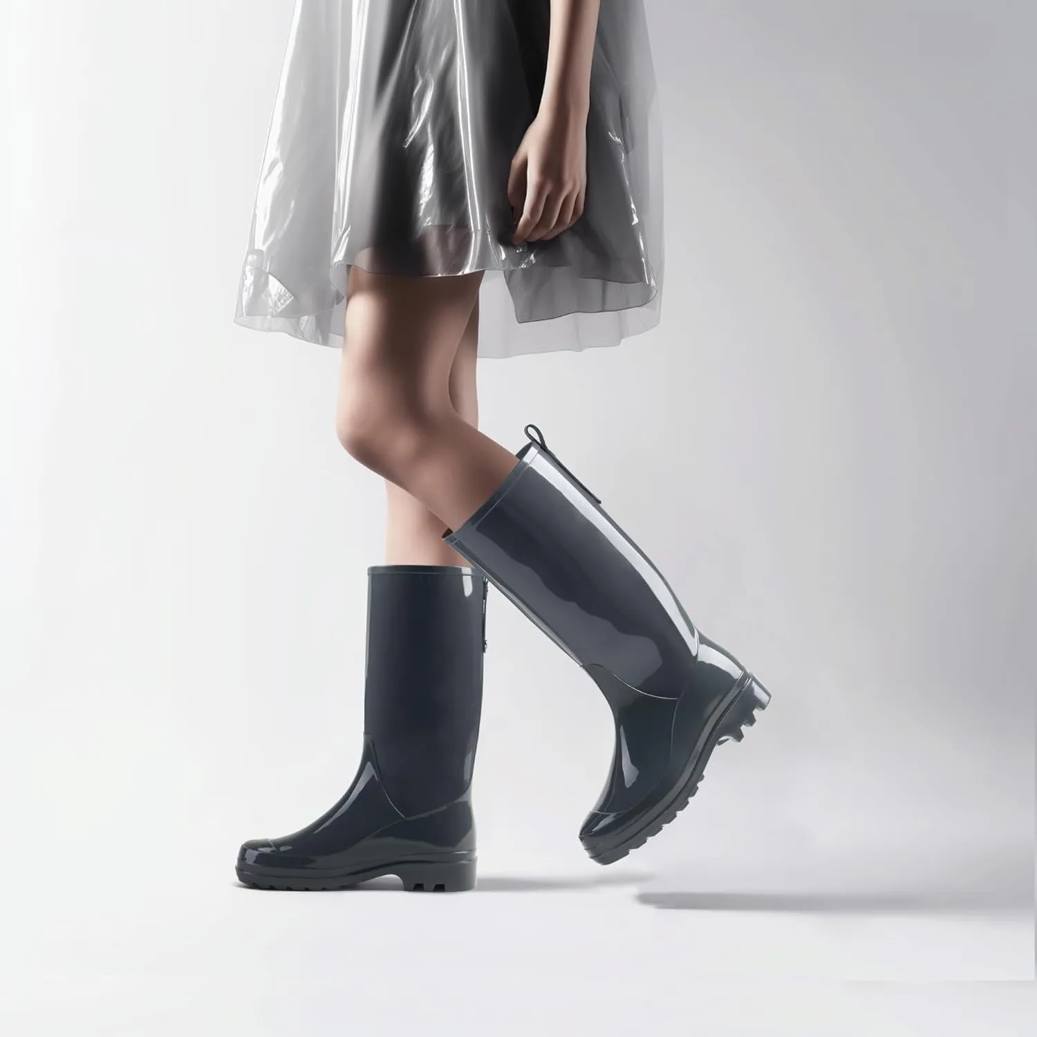 HISEA Rain Boots for Women Waterproof Garden Boots, Knee High Rain Shoes, Non Slip Seamless Welly