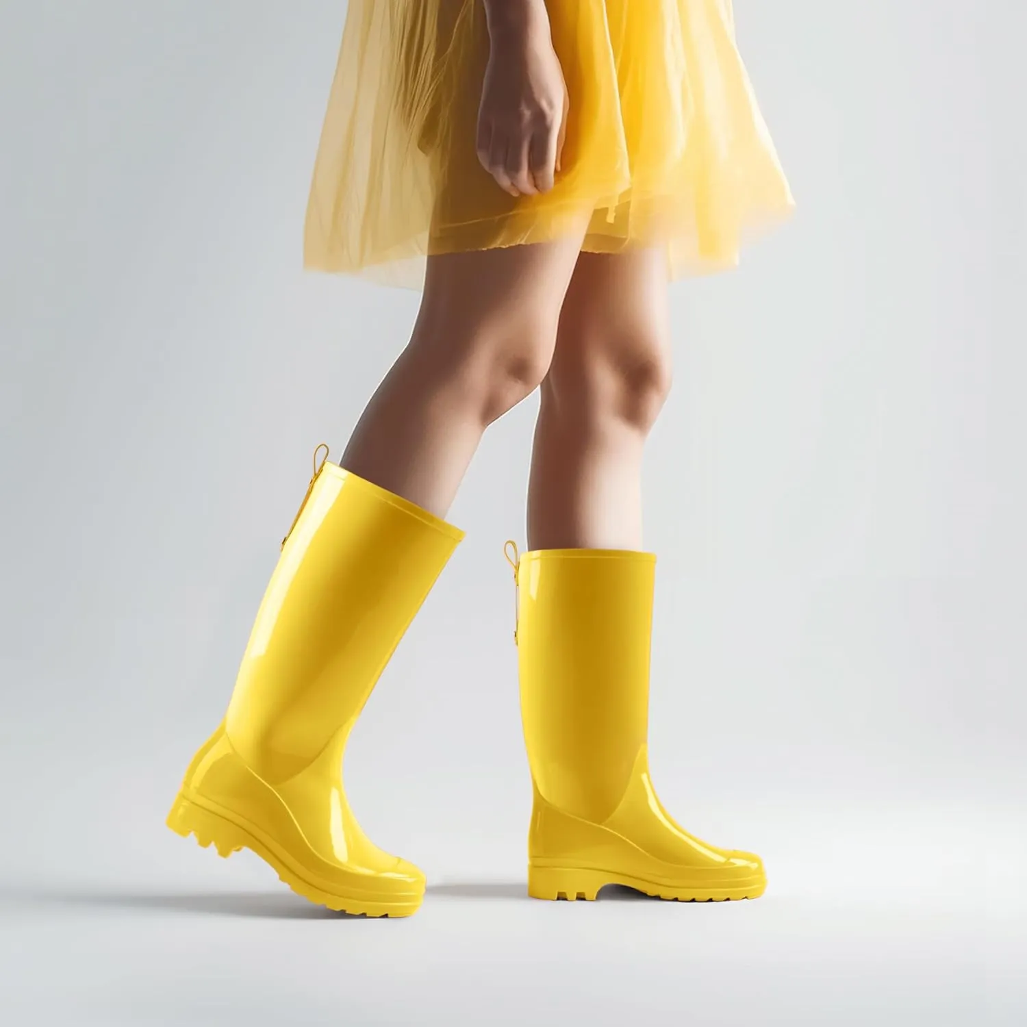 HISEA Rain Boots for Women Waterproof Garden Boots, Knee High Rain Shoes, Non Slip Seamless Welly
