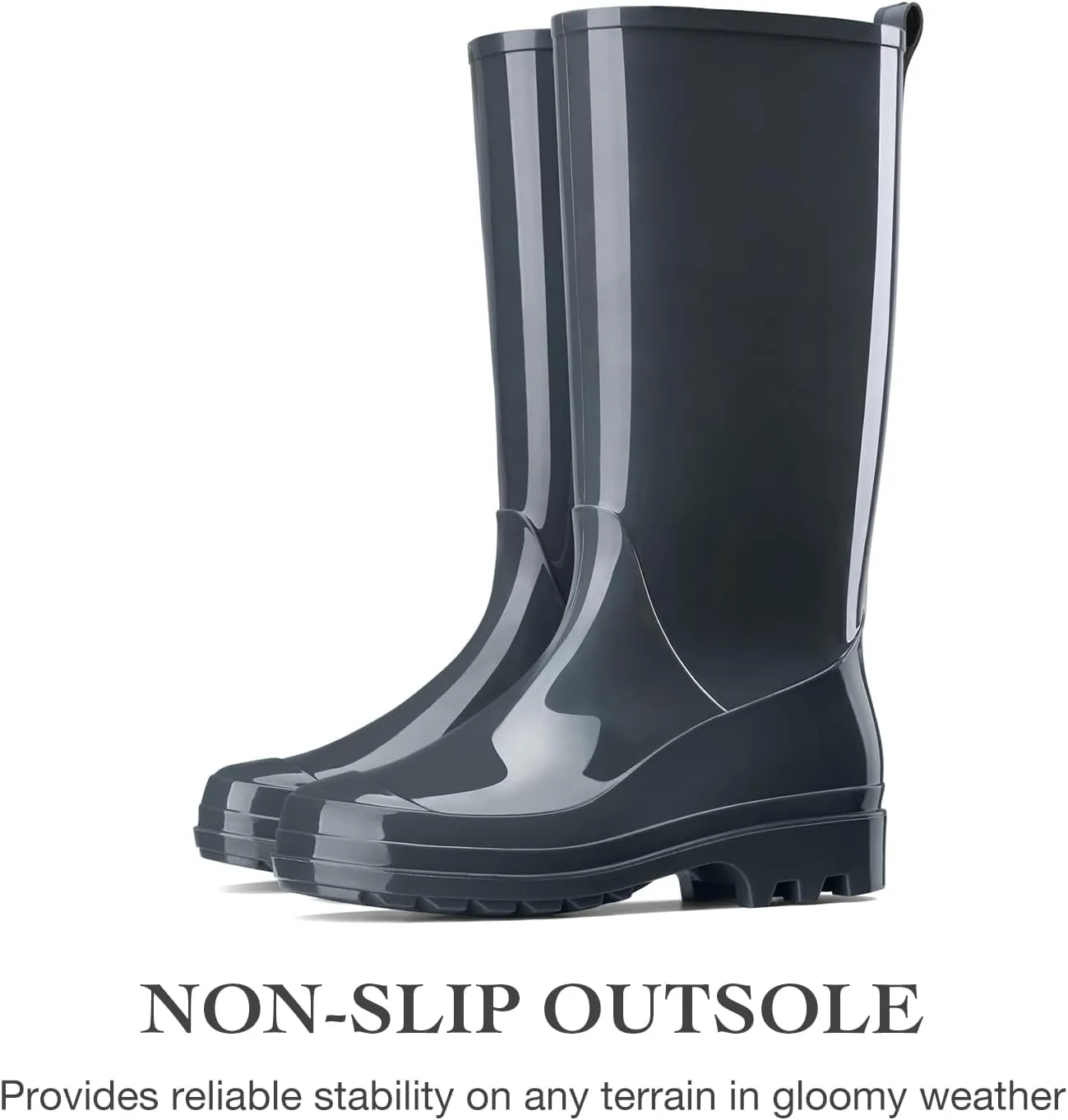 HISEA Rain Boots for Women Waterproof Garden Boots, Knee High Rain Shoes, Non Slip Seamless Welly