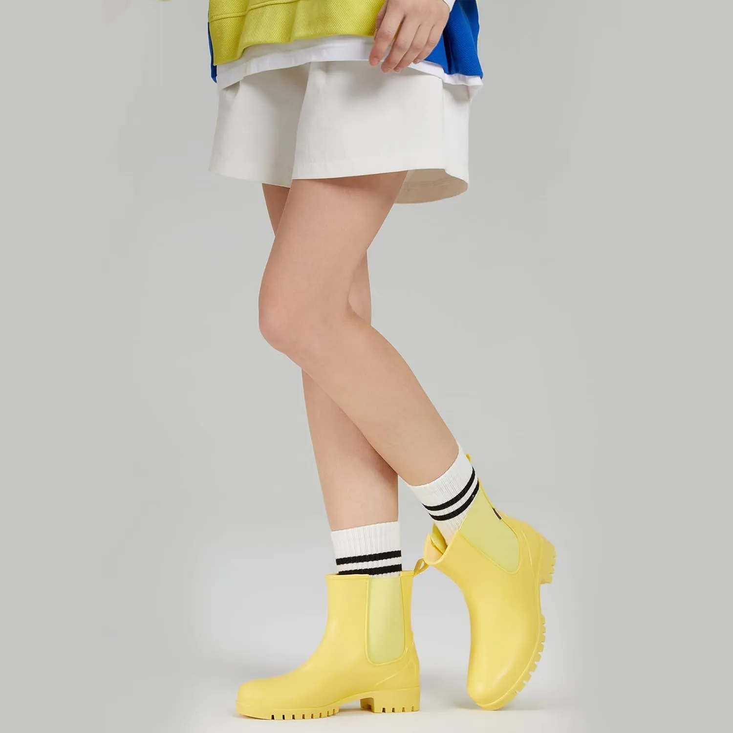 HISEA Short Rain Boots for Women Waterproof Garden Shoes Anti-Slipping Ankle Chelsea Rainboots for Ladies with Comfort Insole Lightweight Stylish Rubber Rain Shoes Outdoor Work Booties
