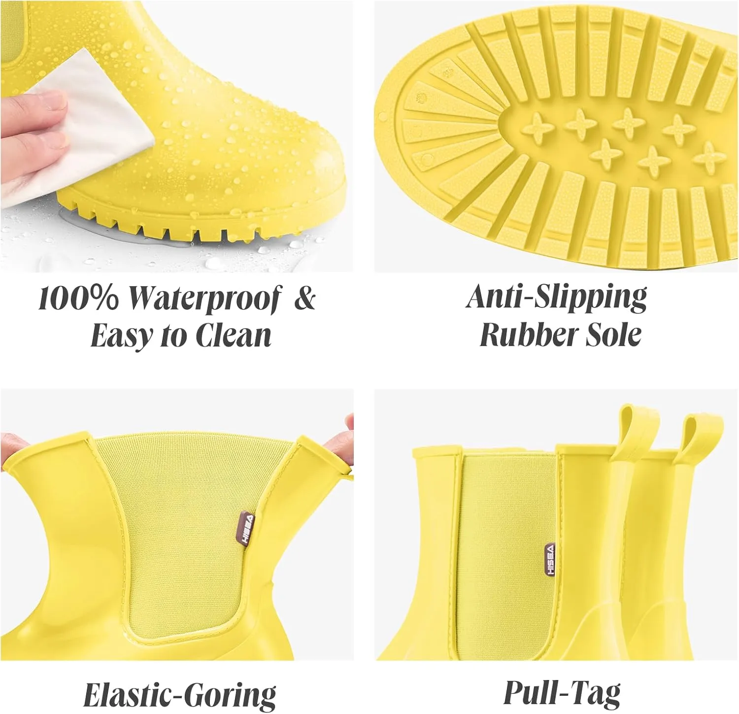 HISEA Short Rain Boots for Women Waterproof Garden Shoes Anti-Slipping Ankle Chelsea Rainboots for Ladies with Comfort Insole Lightweight Stylish Rubber Rain Shoes Outdoor Work Booties