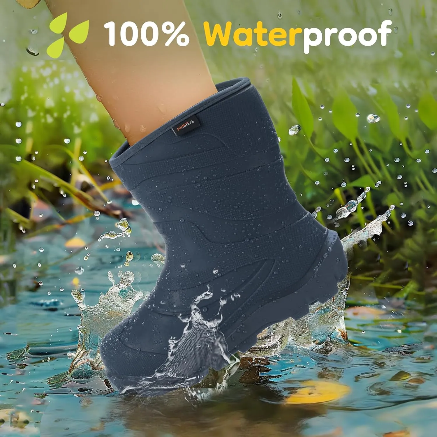 HISEA Toddler Rain Boots for Boys and Girls, Waterproof Seamless Lightweight Rubber Boots - Kids Rain Boots for Water Beach Outdoor Playing, Age 5-12 (Little Kid/Big Kid)